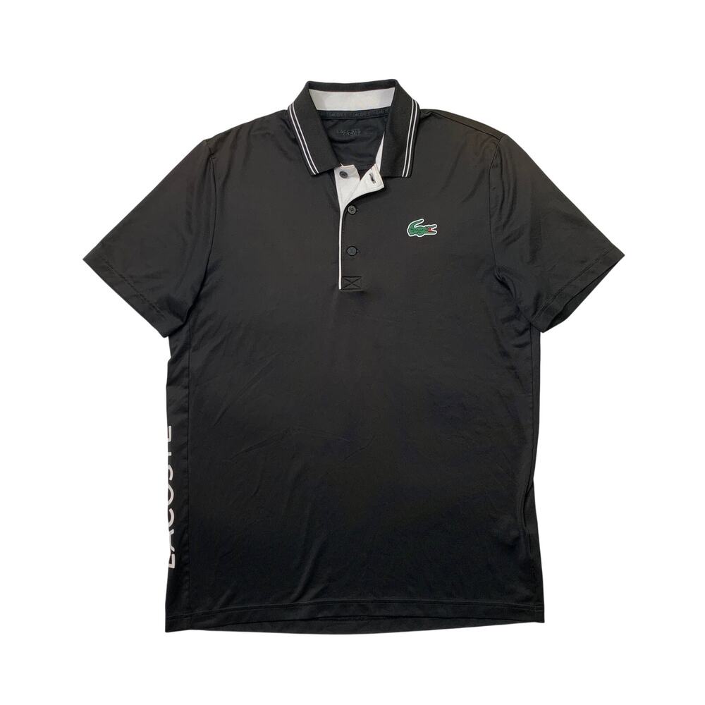 Lacoste Sport Shirt Mens M Medium Black White Super Dry Performance Jersey Golf